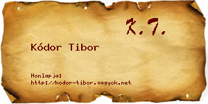 Kódor Tibor névjegykártya